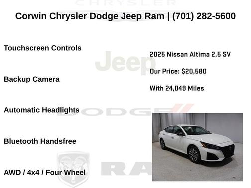 Glacier White 2025 Nissan Altima SV AWD