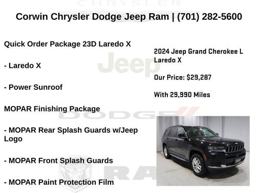 Diamond Black Crystal Pearlcoat 2024 Jeep Grand Cherokee L Laredo