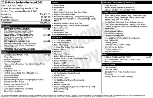 Moonstone Gray Metallic 2026 Buick Envista Preferred FWD