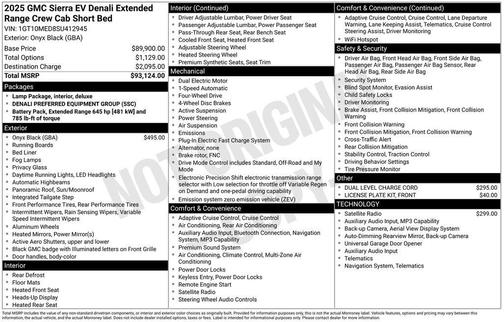 Onyx Black 2025 GMC Sierra EV Extended Range Denali