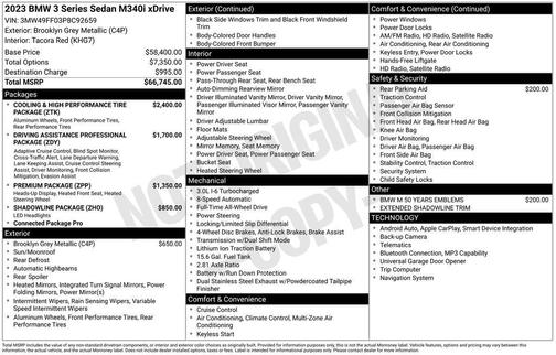 Brooklyn Grey Metallic 2023 BMW M340 M340i xDrive Sedan