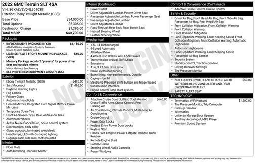 Ebony Twilight Metallic 2022 GMC Terrain SLT
