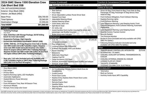 Onyx Black 2024 GMC Sierra 1500 Elevation