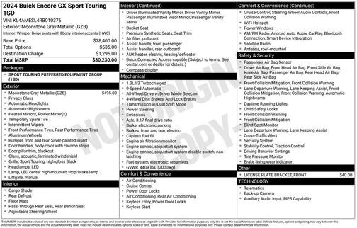 Moonstone Gray Metallic 2024 Buick Encore GX Sport Touring