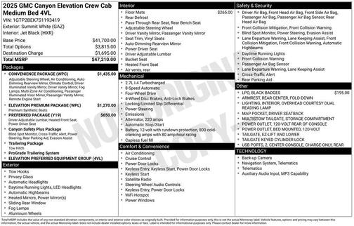 Summit White 2025 GMC Canyon Elevation
