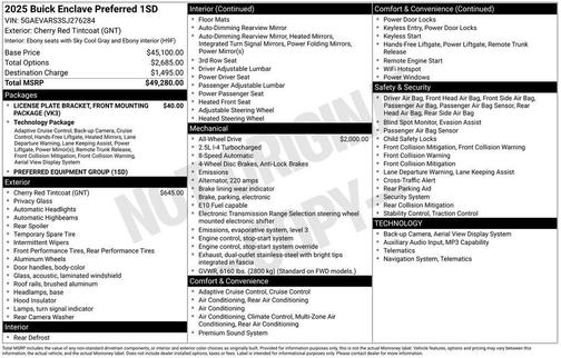 Cherry Red Tintcoat 2025 Buick Enclave Preferred FWD