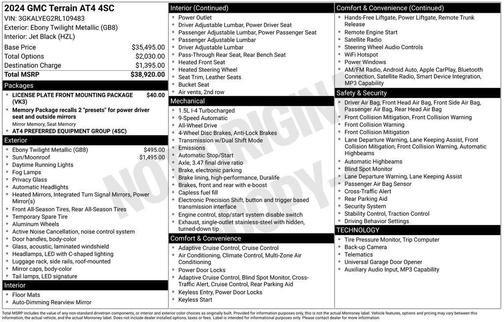 Ebony Twilight Metallic 2024 GMC Terrain AWD AT4
