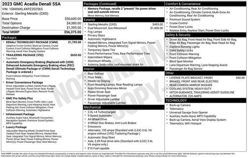 Sterling Metallic 2023 GMC Acadia Denali