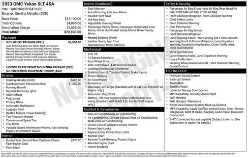 Sterling Metallic 2023 GMC Yukon SLT