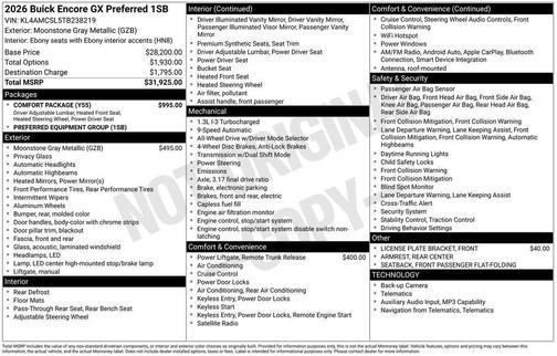 Moonstone Gray Metallic 2026 Buick Encore GX Preferred