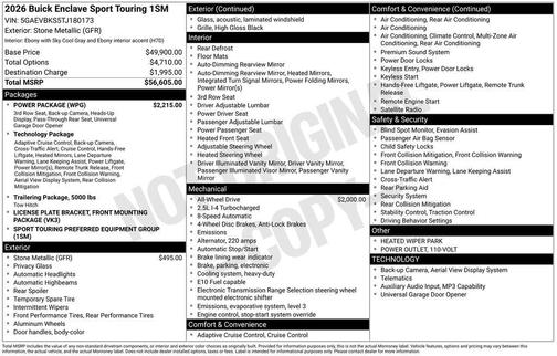 stone metallic 2026 Buick Enclave Sport Touring
