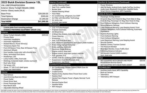Ebony Twilight Metallic 2023 Buick Envision Essence AWD