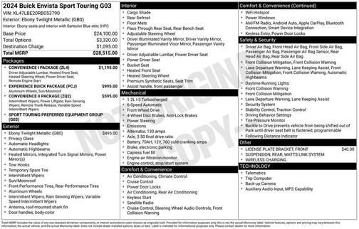 Ebony Twilight Metallic 2024 Buick Envista Sport Touring FWD