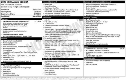 Ebony Twilight Metallic 2020 GMC Acadia FWD SLE