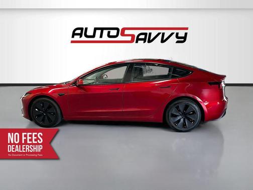 Red 2025 Tesla Model 3 Long Range