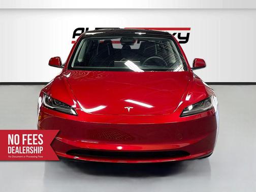 Red 2025 Tesla Model 3 Long Range