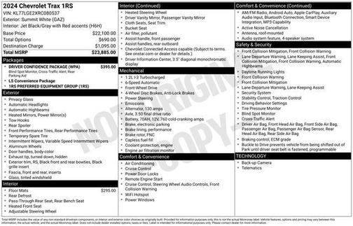Summit White 2024 Chevrolet Trax FWD 1RS