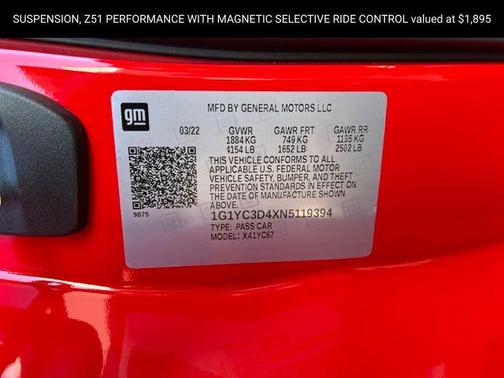 2022 Chevrolet Corvette Stingray w/3LT