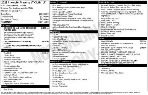 Sterling Gray Metallic 2023 Chevrolet Traverse LT Cloth