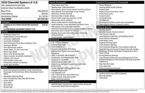 Silver Ice Metallic 2020 Chevrolet Equinox LS