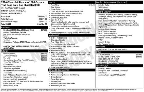 2026 Chevrolet Silverado 1500 Custom Trail Boss