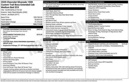 2020 Chevrolet Silverado 1500 Custom Trail Boss