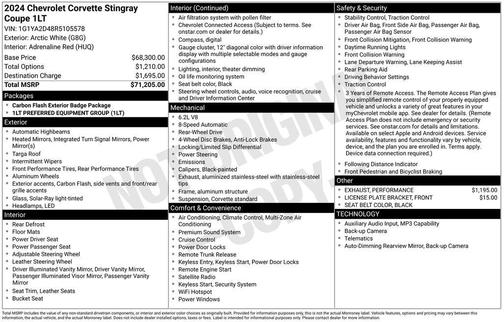 2024 Chevrolet Corvette Stingray w/1LT