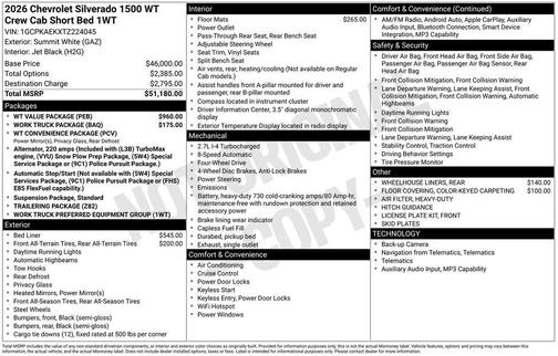 2026 Chevrolet Silverado 1500 WT