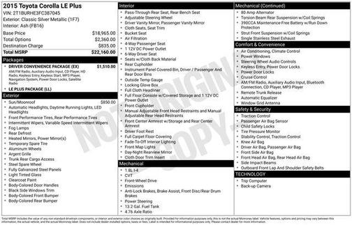 2015 Toyota Corolla LE Plus