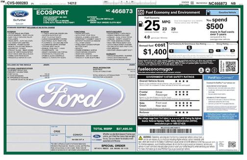 Luxe Yellow 2022 Ford EcoSport SE