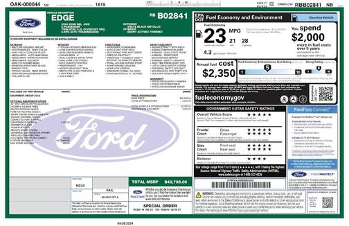 Agate Black Metallic 2024 Ford Edge SEL