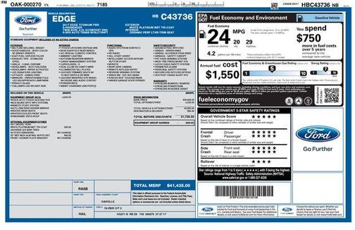 White Platinum Clearcoat Metallic 2017 Ford Edge Titanium