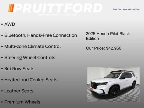 Platinum White Pearl 2025 Honda Pilot Black Edition