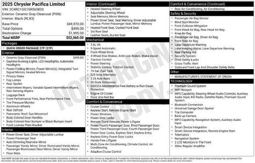 Ceramic Gray Clearcoat 2025 Chrysler Pacifica Limited