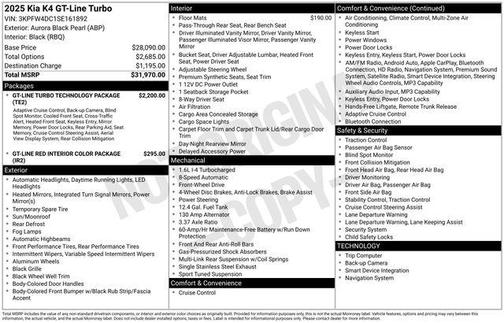 2025 Kia K4 GT-Line Turbo