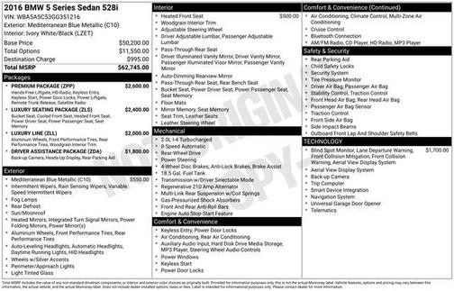 Blue Metallic 2016 BMW 528 i