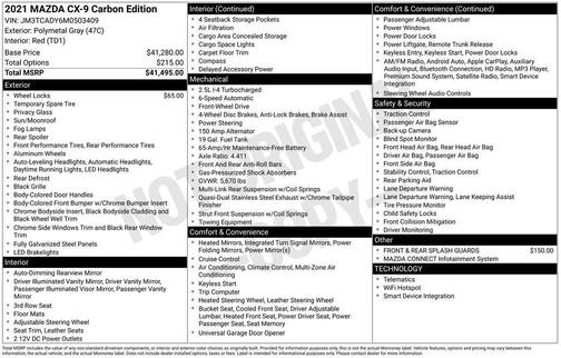 2021 Mazda CX-9 Carbon Edition