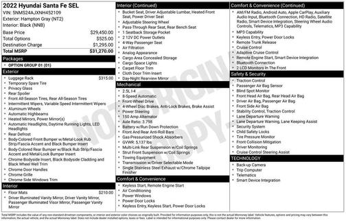 2022 Hyundai SANTA FE SEL 2.4