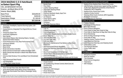 2024 Mazda Mazda3 2.5 S Select Sport