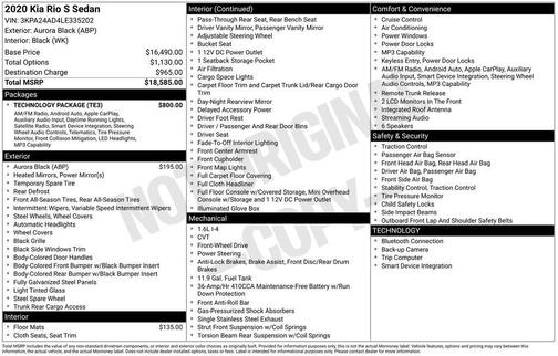 2020 Kia Rio S
