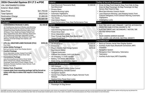 Black 2026 Chevrolet Equinox EV LT 2