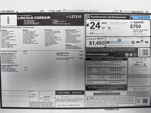 2022 Lincoln Corsair Standard