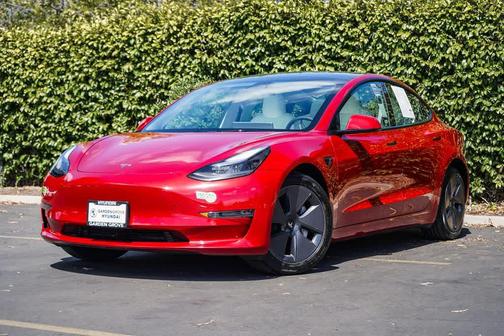 Red 2023 Tesla Model 3 Long Range