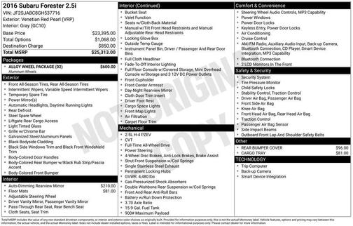 2016 Subaru Forester 2.5i