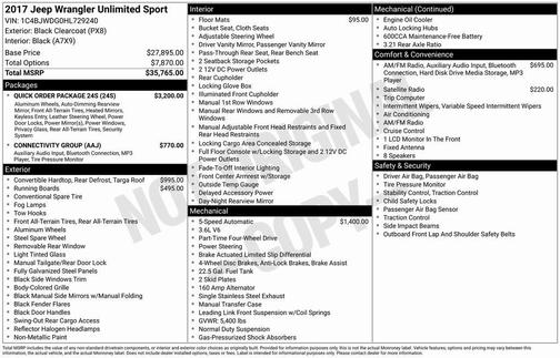 2017 Jeep Wrangler Unlimited Sport