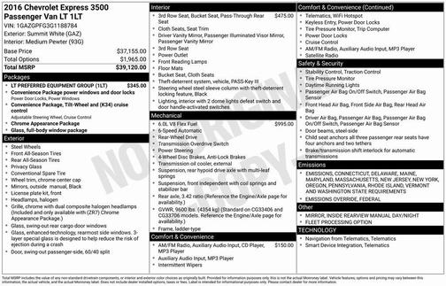 2016 Chevrolet Express 3500 LT