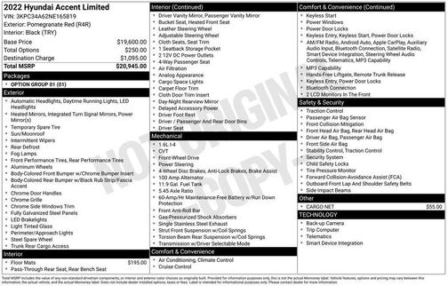 Pomegranate Red Metallic 2022 Hyundai Accent Limited