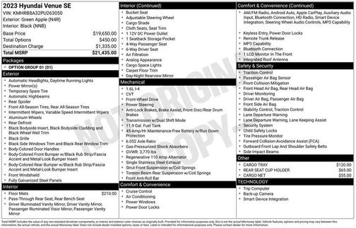 Apple Green 2023 Hyundai VENUE SE