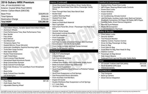 2016 Subaru WRX Premium