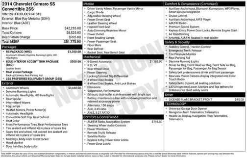 2014 Chevrolet Camaro 2SS